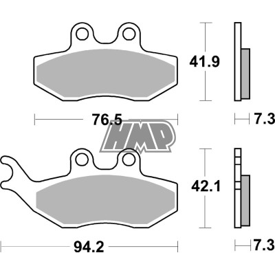 Pastilhas travão APRILIA TUONO/BETA/DERBI DEVIL/DRD/SENDA/FANTIC/GAS GAS/GENERIC TOXIC/TRIGGER/MALAGUTI/MBK/ MOTORHISPANIA/PEUGEOT ELYSEO/ELYSTAR/PEOPOLIS/JET/XP/PIAGGIO VESPA/SHERCO SE/SM/YAMAHA DT X/TZR/ 168HF - SBS